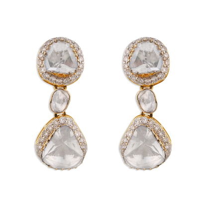 Mishya Polki Diamond Earrings – 14K Gold Luxury Jewellery | Jaipur Rajasthan Modern Minimal Design