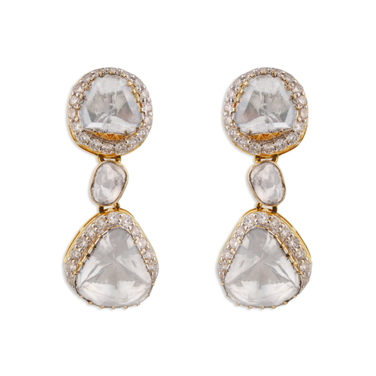 Mishya Polki Diamond Earrings – 14K Gold Luxury Jewellery | Jaipur Rajasthan Modern Minimal Design