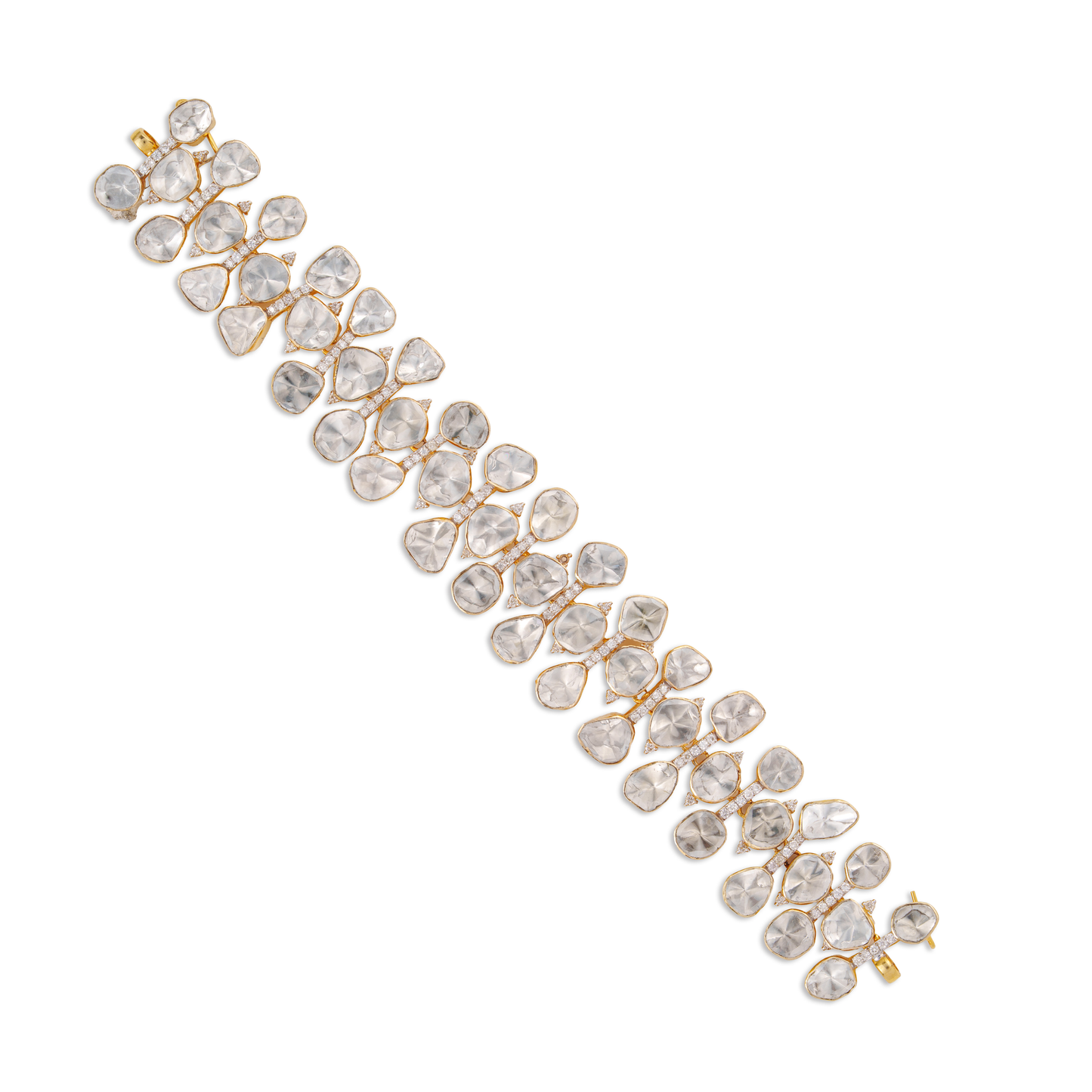 Polki Diamond Statement Bracelet in Gold Plating with Sterling Silver Craftsmanship – Luxury Traditional Jewellery | Kala Johare Rajasthan