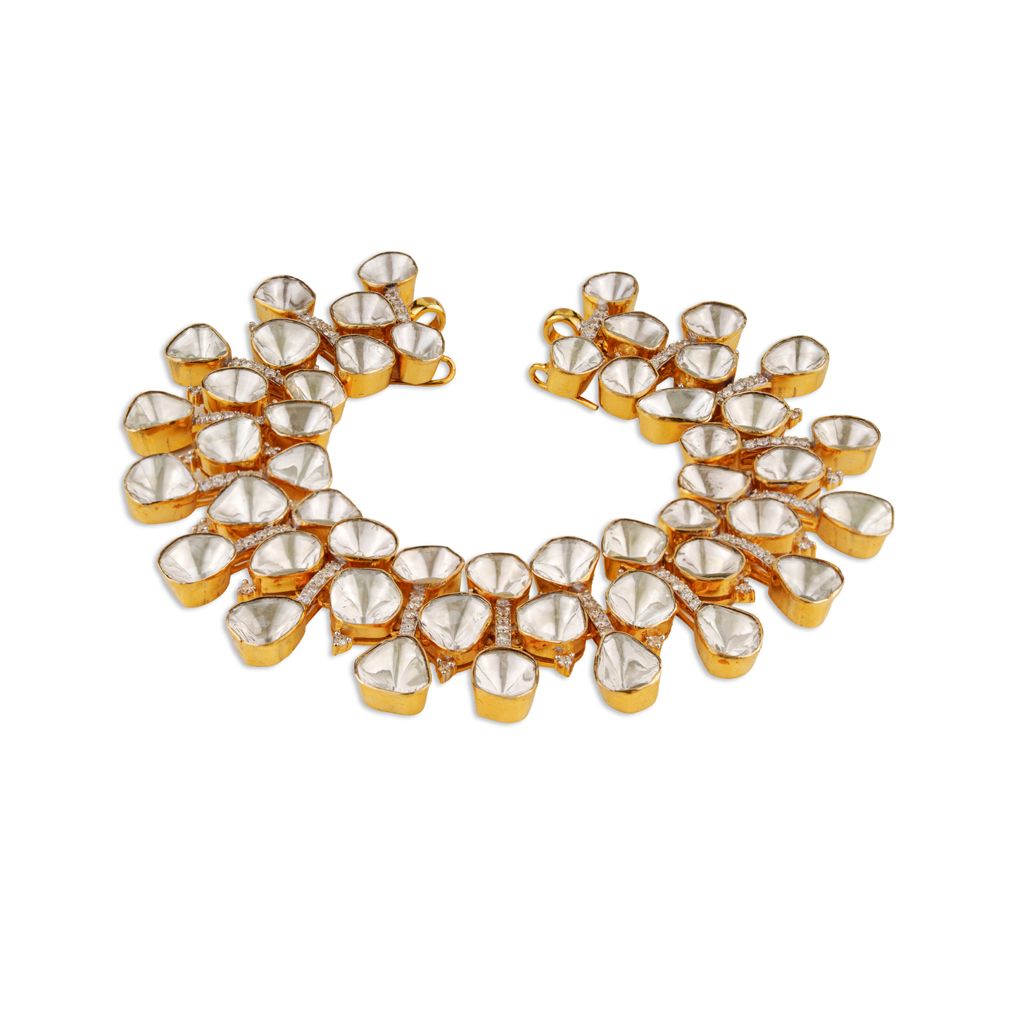 Polki Diamond Statement Bracelet in Gold Plating with Sterling Silver Craftsmanship – Luxury Traditional Jewellery | Kala Johare Rajasthan