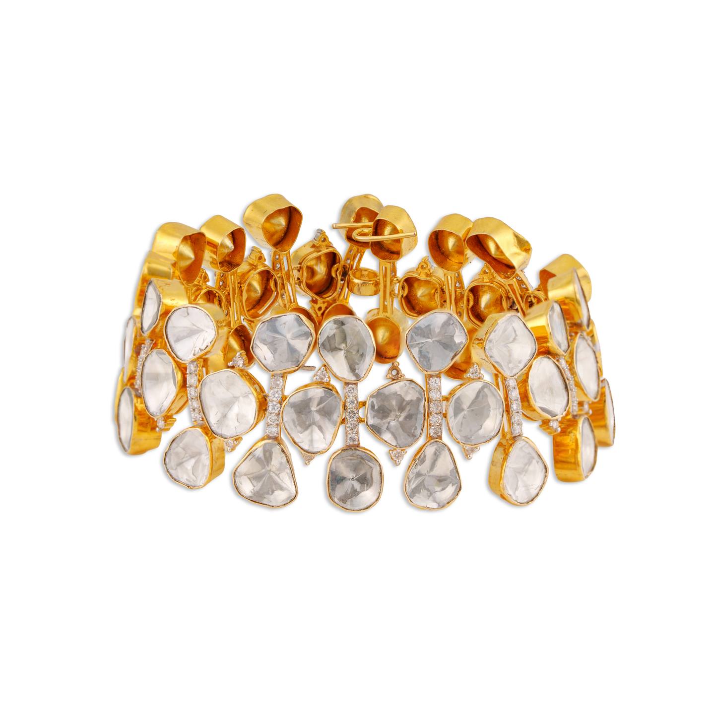 Polki Diamond Statement Bracelet in Gold Plating with Sterling Silver Craftsmanship – Luxury Traditional Jewellery | Kala Johare Rajasthan