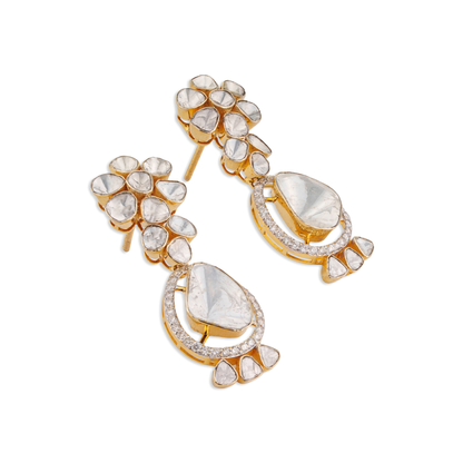 Polki Filigree Earrings – 14K Gold Bridal Jewellery | Jaipur Rajasthan Intricate Jali Work Design