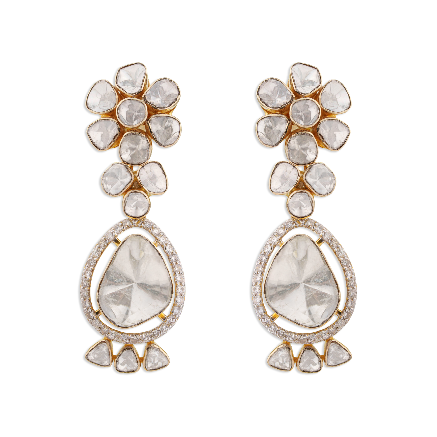 Polki Filigree Earrings – 14K Gold Bridal Jewellery | Jaipur Rajasthan Intricate Jali Work Design