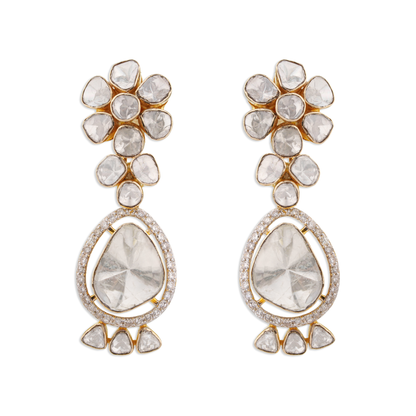 Polki Filigree Earrings – 14K Gold Bridal Jewellery | Jaipur Rajasthan Intricate Jali Work Design