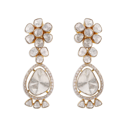 Polki Filigree Earrings – 14K Gold Bridal Jewellery | Jaipur Rajasthan Intricate Jali Work Design