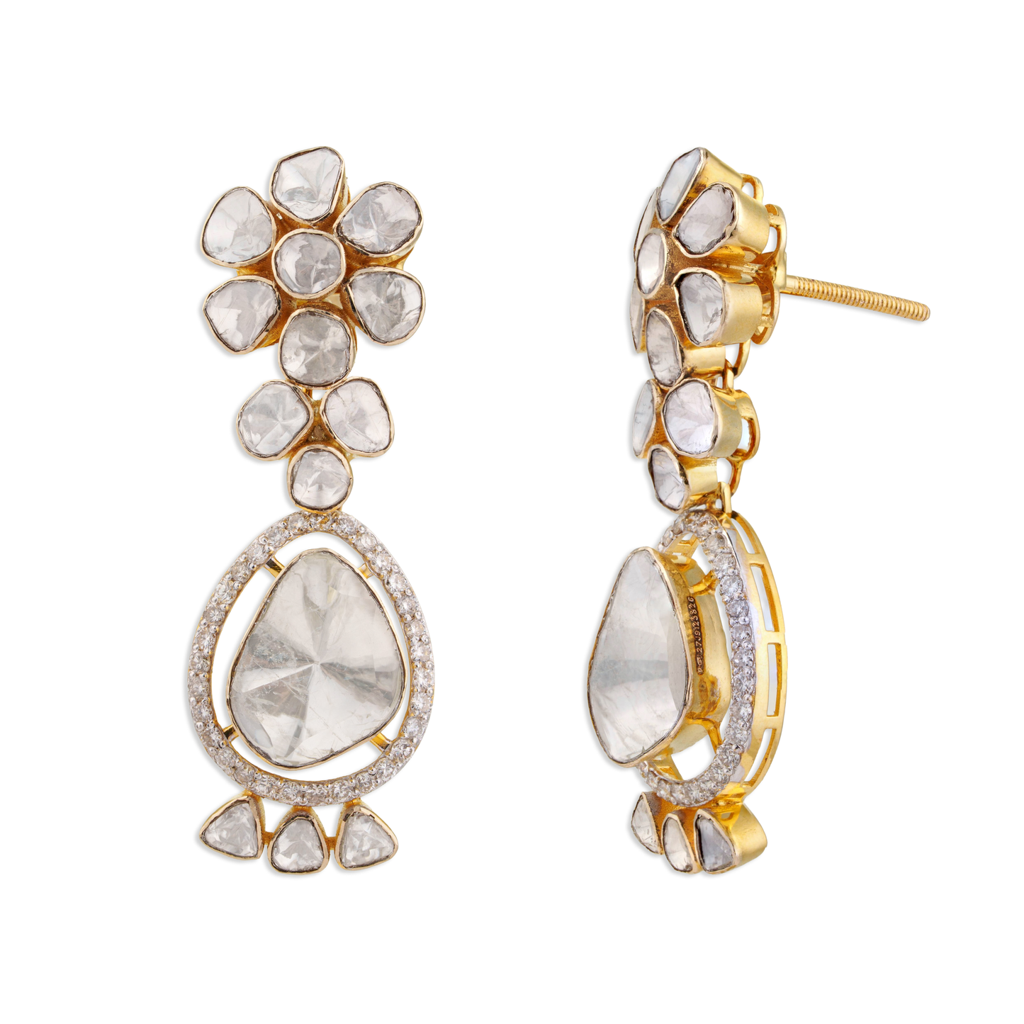 Polki Filigree Earrings – 14K Gold Bridal Jewellery | Jaipur Rajasthan Intricate Jali Work Design