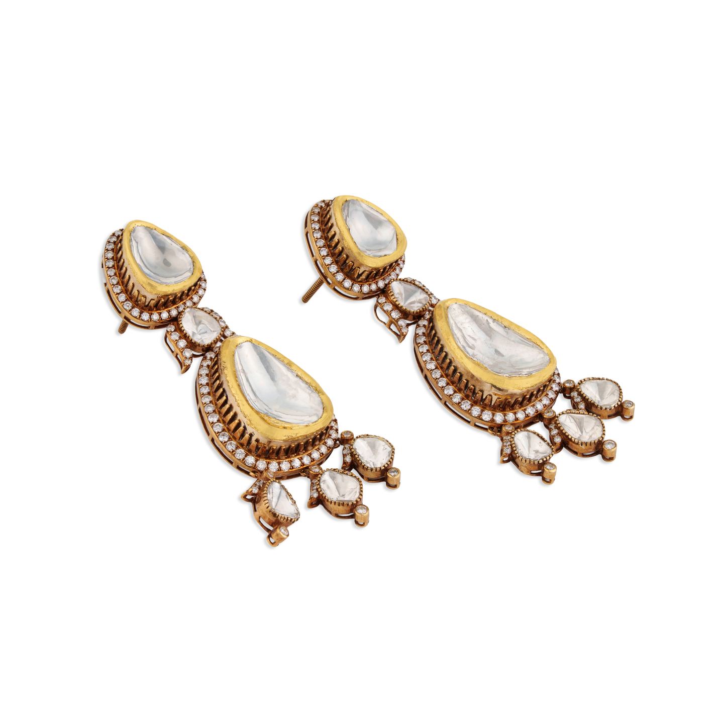 Rajdulari Polki Diamond Earrings – 14K Gold Bridal Jewellery | Jaipur Rajasthan Shahi Heritage Design