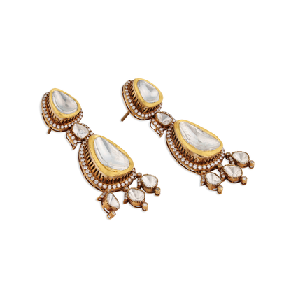 Rajdulari Polki Diamond Earrings – 14K Gold Bridal Jewellery | Jaipur Rajasthan Shahi Heritage Design