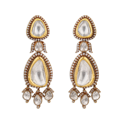 Rajdulari Polki Diamond Earrings – 14K Gold Bridal Jewellery | Jaipur Rajasthan Shahi Heritage Design