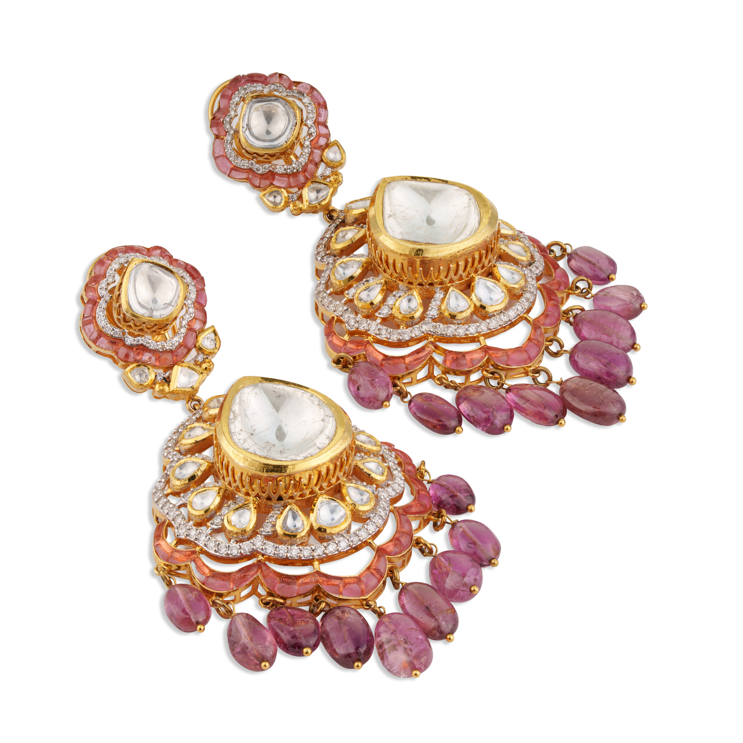 Gold Polki Diamond Earrings – 14K Gold Bridal Jewellery | Jaipur Rajasthan Heritage Statement