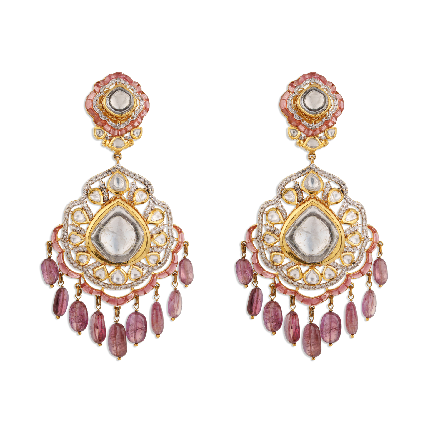 Gold Polki Diamond Earrings – 14K Gold Bridal Jewellery | Jaipur Rajasthan Heritage Statement