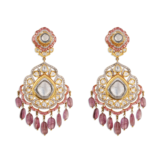 Gold Polki Diamond Earrings – 14K Gold Bridal Jewellery | Jaipur Rajasthan Heritage Statement