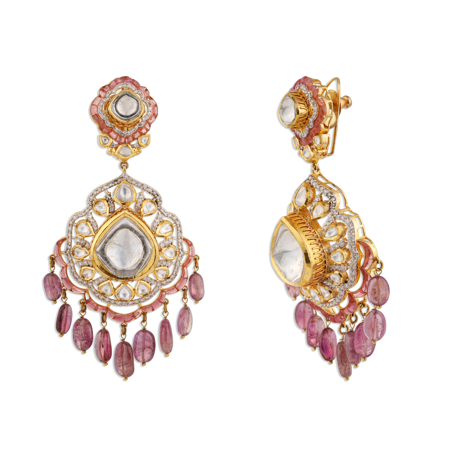 Gold Polki Diamond Earrings – 14K Gold Bridal Jewellery | Jaipur Rajasthan Heritage Statement