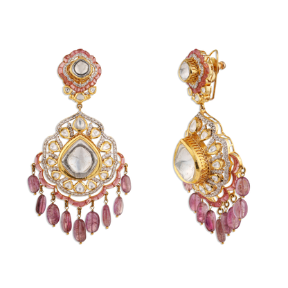 Gold Polki Diamond Earrings – 14K Gold Bridal Jewellery | Jaipur Rajasthan Heritage Statement