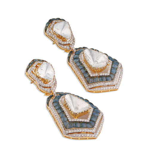Suraiya Polki Earrings – 18K Gold Bridal Jewellery | Jaipur Rajasthan Heritage Wedding Design