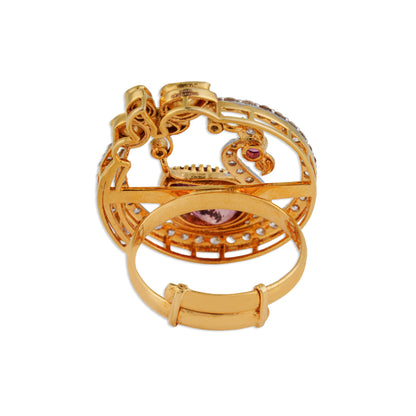 Peehu Polki Diamond Ring | Natural Polki & Pink Tourmaline Ring | Kala Johare