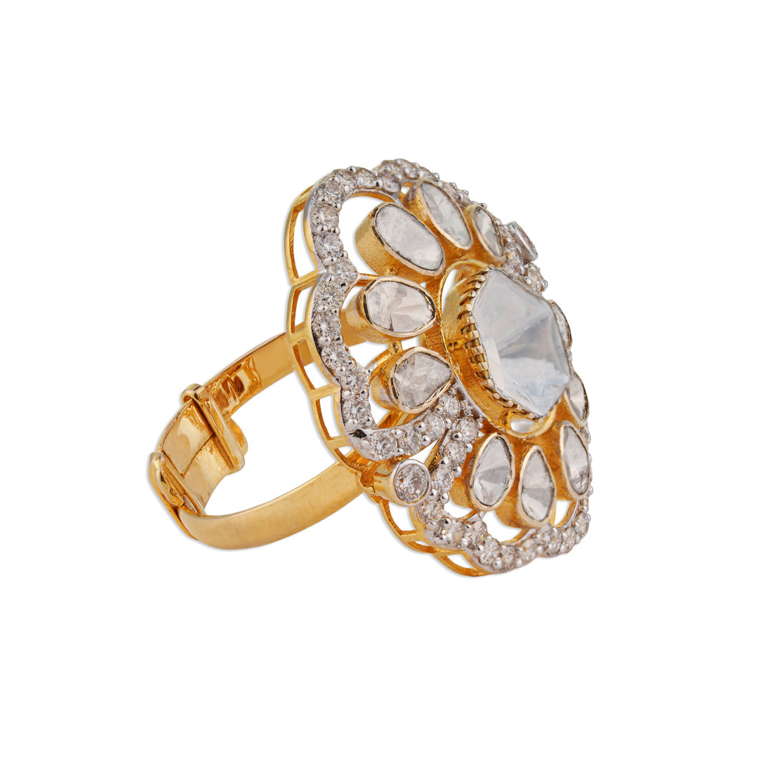 Sitara Classic Polki Diamond Ring | Natural Jaipur Polki Ring | Kala Johare