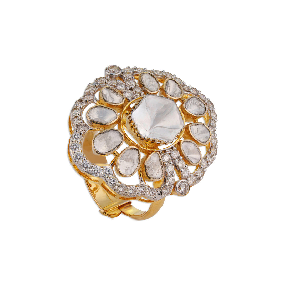 Sitara Classic Polki Diamond Ring | Natural Jaipur Polki Ring | Kala Johare