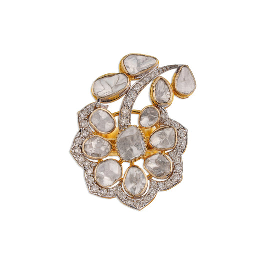 Bahar Scattered Polki Floral Ring | Natural Jaipur Polki Ring | Kala Johare
