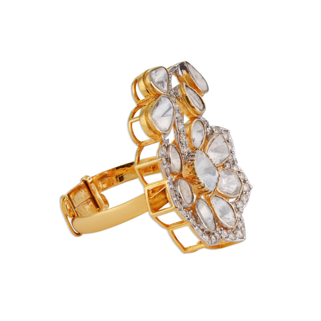 Bahar Scattered Polki Floral Ring | Natural Jaipur Polki Ring | Kala Johare
