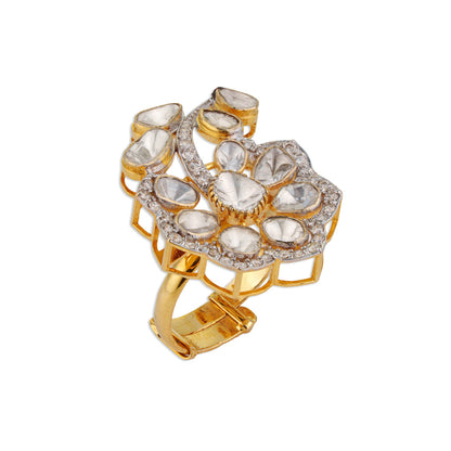 Bahar Scattered Polki Floral Ring | Natural Jaipur Polki Ring | Kala Johare