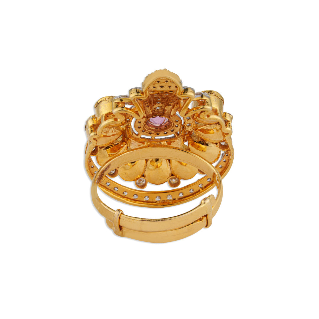 Mor Pink Sapphire Polki Peacock Ring | Natural Polki & Sapphire Ring | Kala Johare