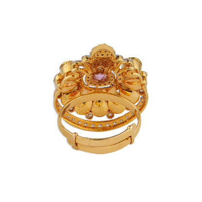 Mor Pink Sapphire Polki Peacock Ring | Natural Polki & Sapphire Ring | Kala Johare