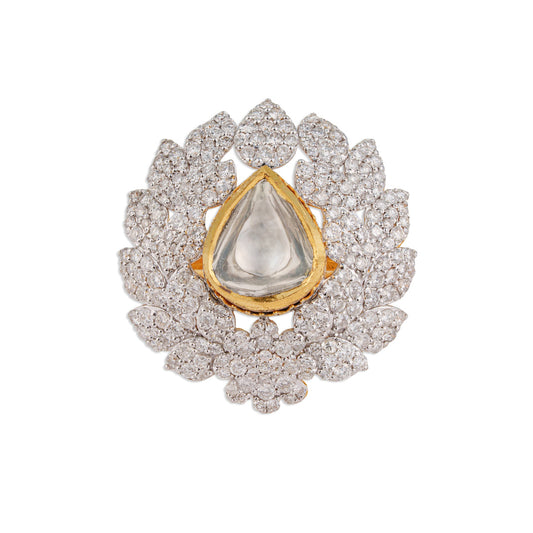 Kamal Grand Polki Lotus Ring | Natural Jaipur Polki Diamond Ring | Kala Johare