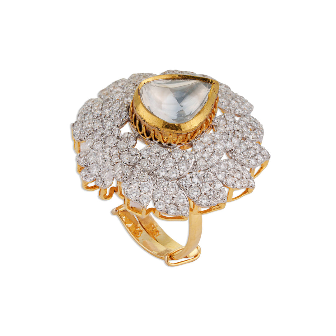 Kamal Grand Polki Lotus Ring | Natural Jaipur Polki Diamond Ring | Kala Johare