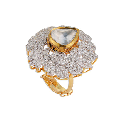 Kamal Grand Polki Lotus Ring | Natural Jaipur Polki Diamond Ring | Kala Johare