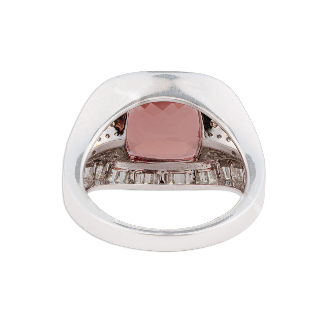 Gulab Pink Tourmaline Baguette Diamond Ring | Natural Tourmaline & Diamond Ring | Kala Johare