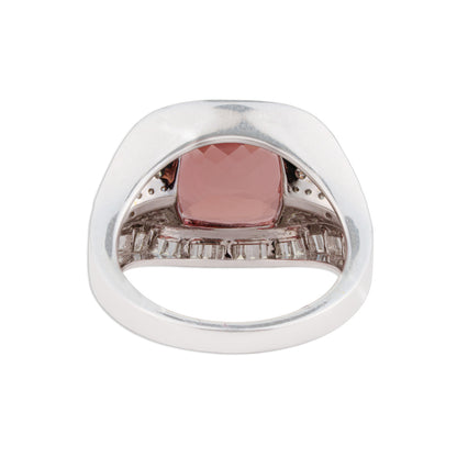 Gulab Pink Tourmaline Baguette Diamond Ring | Natural Tourmaline & Diamond Ring | Kala Johare