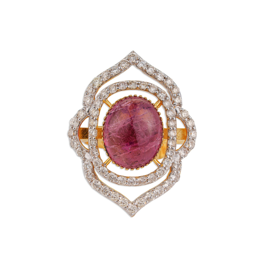 Mehraab Pink Tourmaline Mughal Arch Diamond Ring | Natural Tourmaline & Diamond Ring | Kala Johare