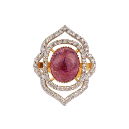 Mehraab Pink Tourmaline Mughal Arch Diamond Ring | Natural Tourmaline & Diamond Ring | Kala Johare