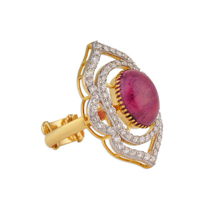 Mehraab Pink Tourmaline Mughal Arch Diamond Ring | Natural Tourmaline & Diamond Ring | Kala Johare