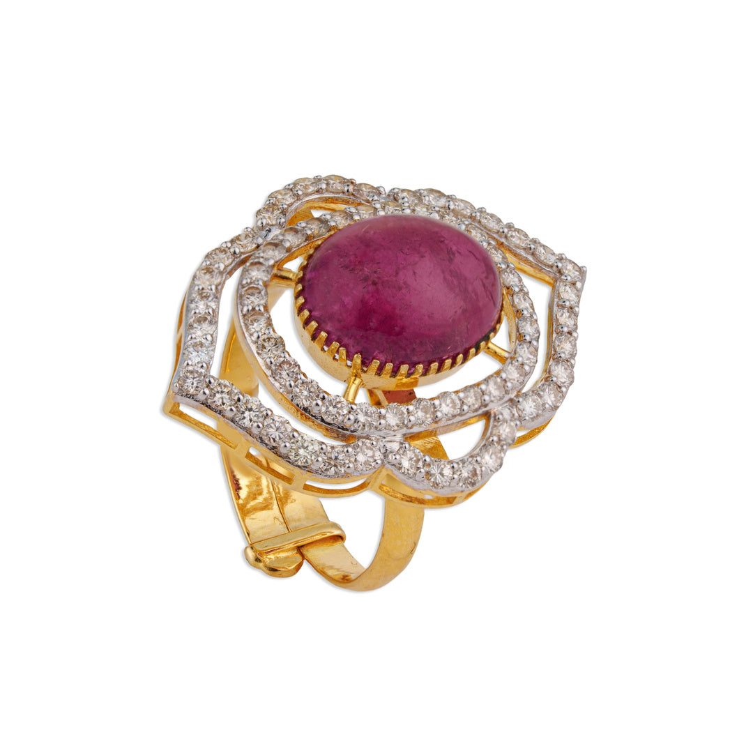 Mehraab Pink Tourmaline Mughal Arch Diamond Ring | Natural Tourmaline & Diamond Ring | Kala Johare