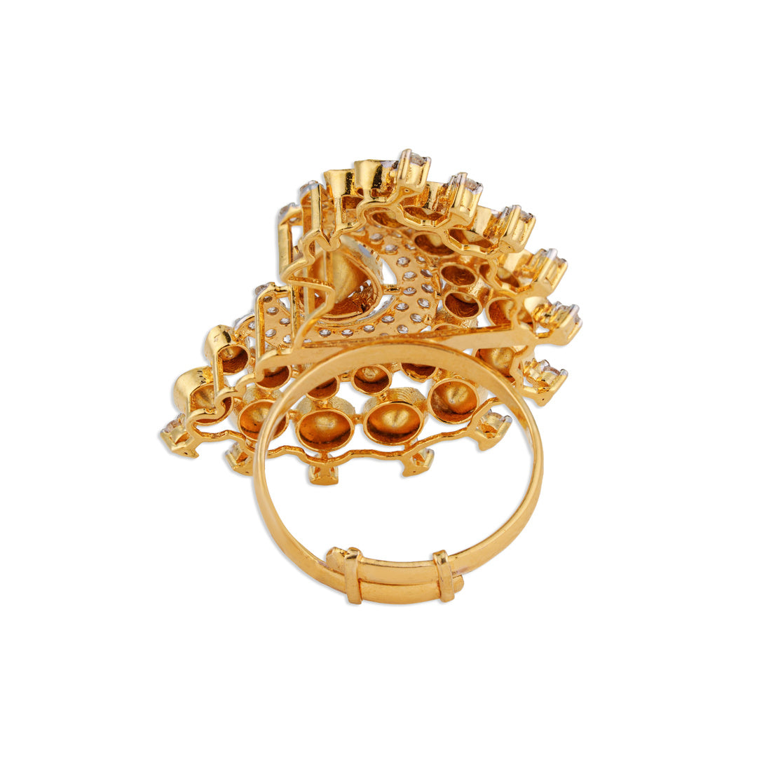 Chaand Grand Scattered Polki Crescent Swirl Ring | Natural Jaipur Polki Diamond Ring | Kala Johare