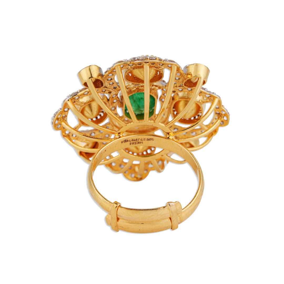 Phool Emerald Polki Flower Ring | Natural Emerald & Jaipur Polki Diamond Ring | Kala Johare