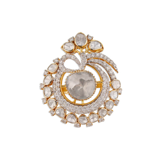 Ghoomta Grand Polki Crescent Swirl Dome Ring | Natural Jaipur Polki Diamond Ring | Kala Johare