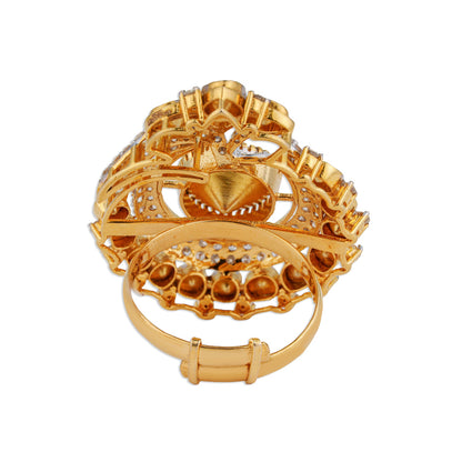 Ghoomta Grand Polki Crescent Swirl Dome Ring | Natural Jaipur Polki Diamond Ring | Kala Johare