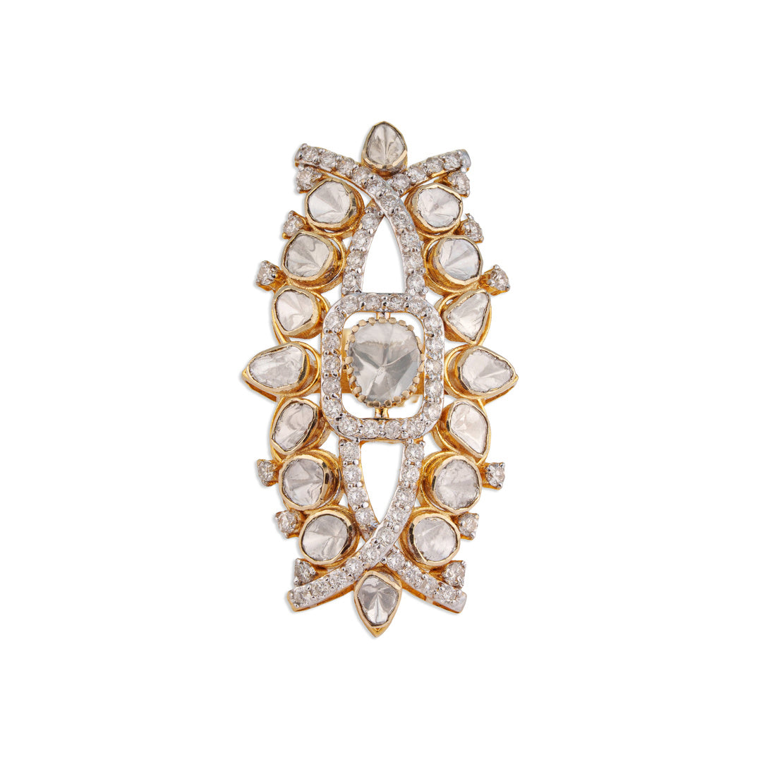 Naav Grand Polki Marquise Dome Ring | Natural Jaipur Polki Diamond Ring | Kala Johare
