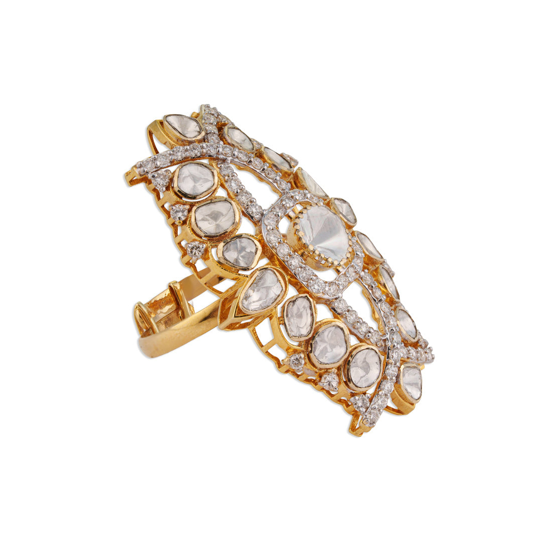 Naav Grand Polki Marquise Dome Ring | Natural Jaipur Polki Diamond Ring | Kala Johare