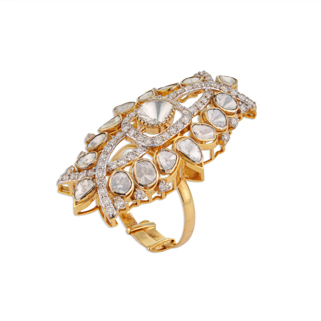 Naav Grand Polki Marquise Dome Ring | Natural Jaipur Polki Diamond Ring | Kala Johare