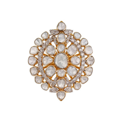 Suraj Grand Polki Sunburst Dome Ring | Natural Jaipur Polki Diamond Ring | Kala Johare