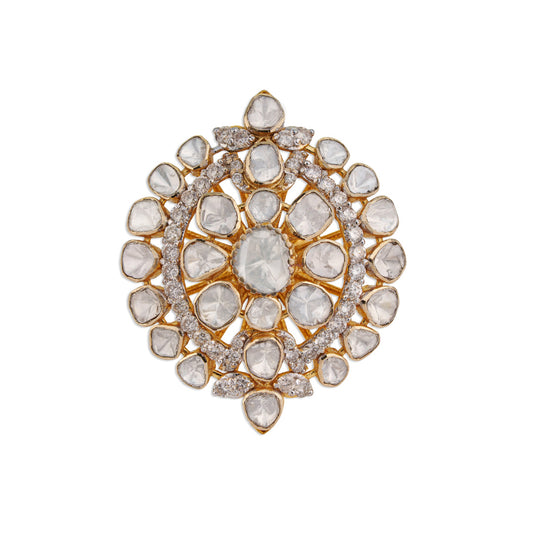 Suraj Grand Polki Sunburst Dome Ring | Natural Jaipur Polki Diamond Ring | Kala Johare