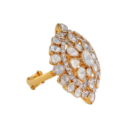 Suraj Grand Polki Sunburst Dome Ring | Natural Jaipur Polki Diamond Ring | Kala Johare