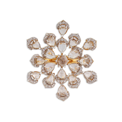 Tara Grand Rose-Cut Diamond Snowflake Cluster Ring | Natural Rose-Cut Diamond Ring | Kala Johare