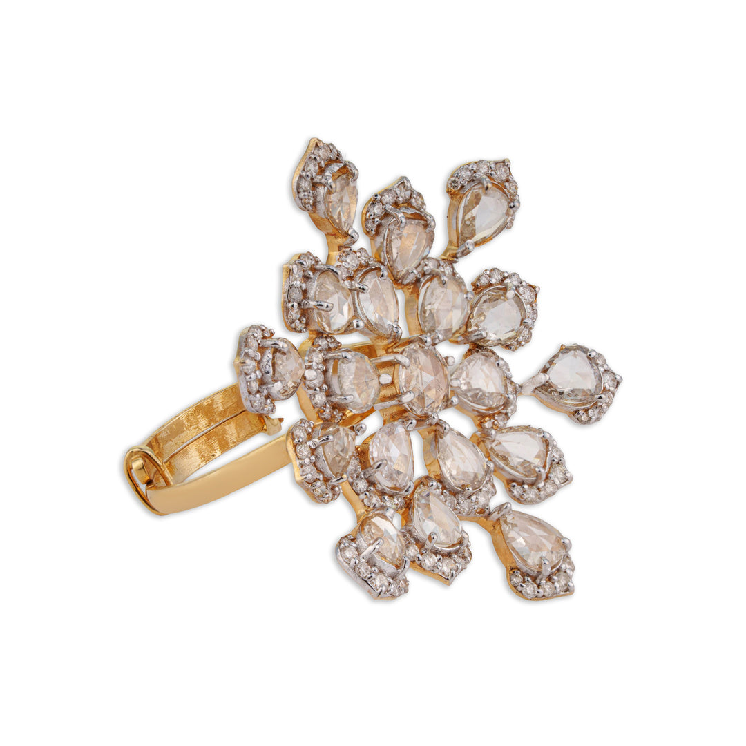 Tara Grand Rose-Cut Diamond Snowflake Cluster Ring | Natural Rose-Cut Diamond Ring | Kala Johare
