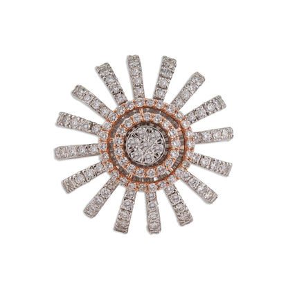 Kiran Grand All-Diamond Starburst Sunflower Ring | Full Pave Diamond Ring in Two-Tone Gold | Kala Johare