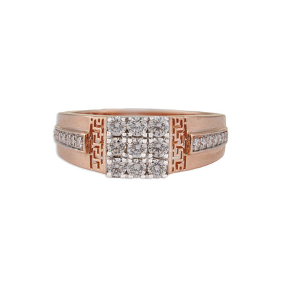 Maharaj Men's 9-Diamond Cluster Greek Key Rose Gold Band Ring | Brilliant Diamond & Rose Gold Men's Ring | Kala Johare